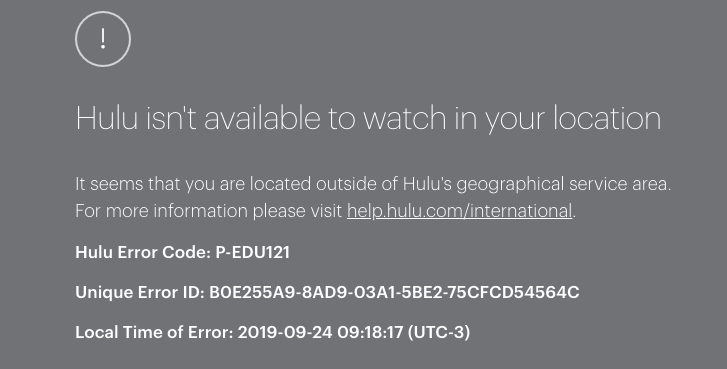Hulu in ireland geo-restriction error