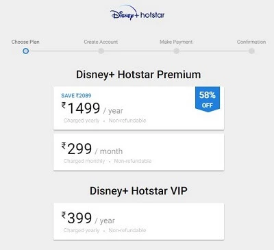 Hotstar pricing plans