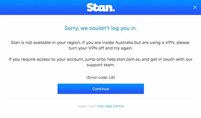 Stan tv in usa geo-restriction error