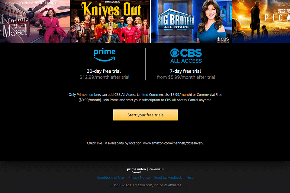 Amazon prime watch on cbs all access