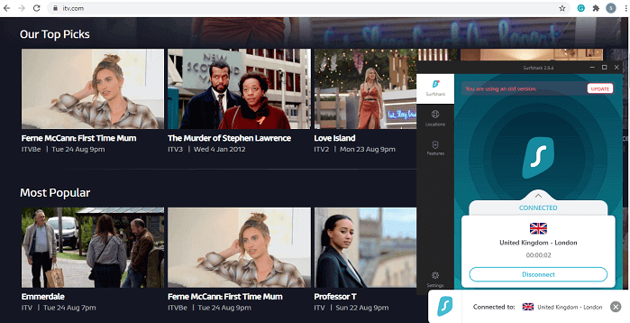 Itv in usa with surfshark