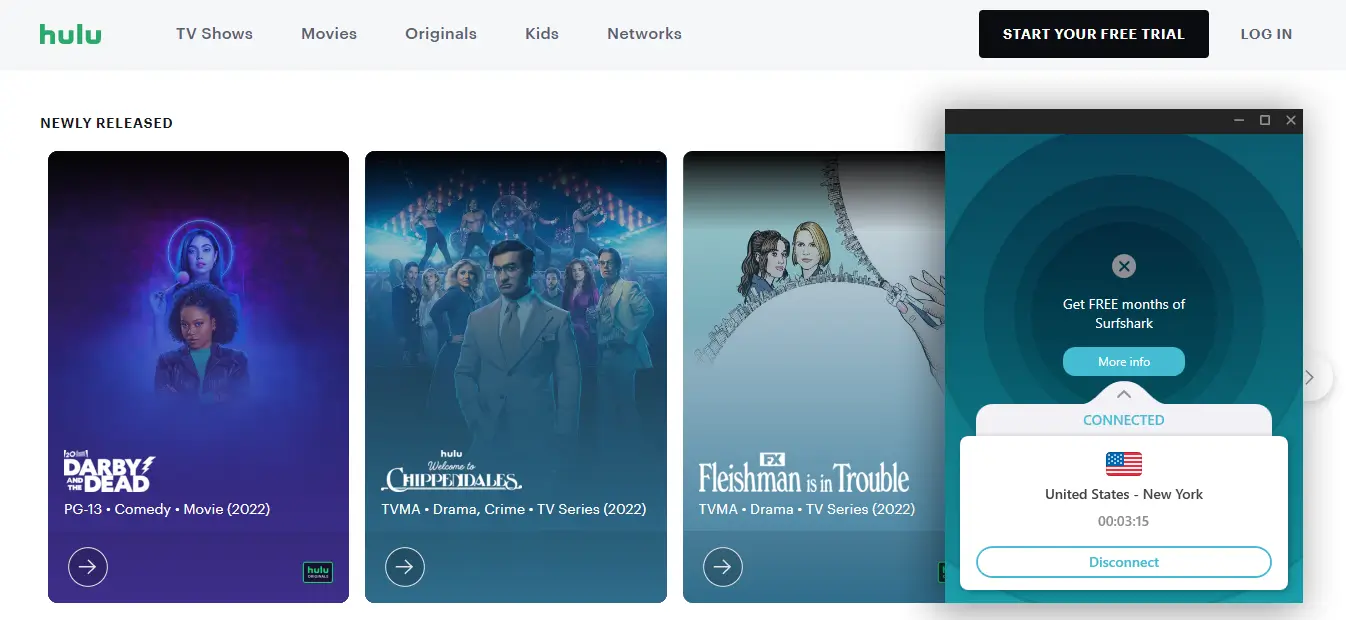 Hulu in greece with surfshark
