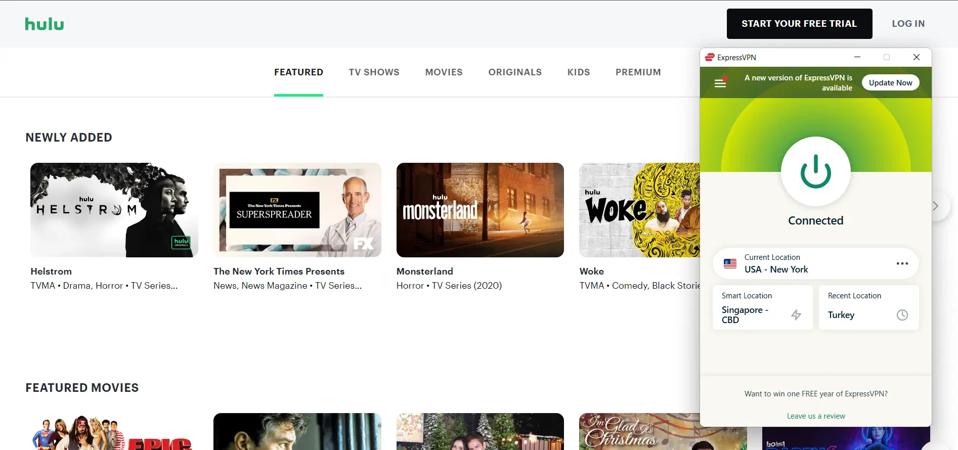 Hulu on lg smart tv with expressvpn