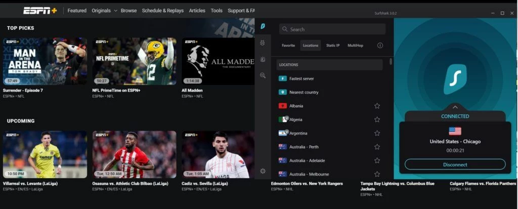 Espn plus outside usa with surfshark