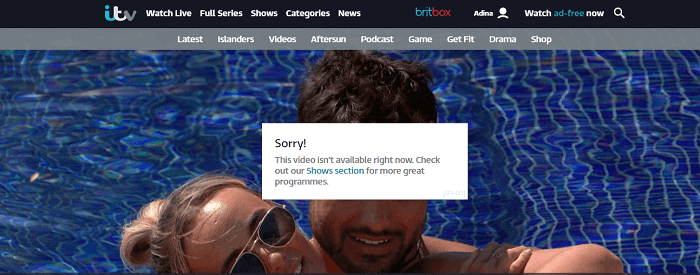 Itv in canada error