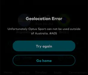 Optus sport in usa geo-restriction error