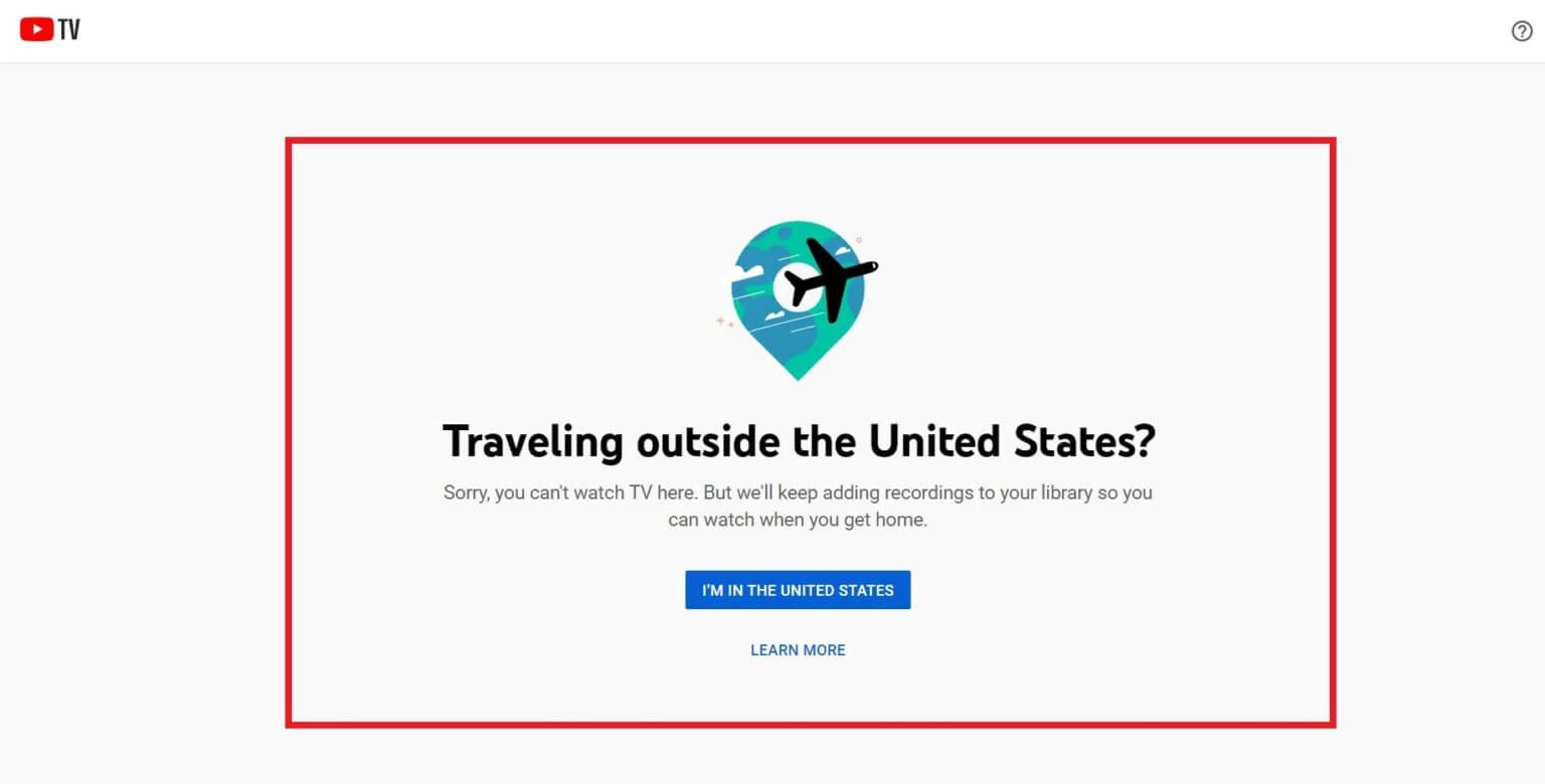 Youtube tv geo-restriction error