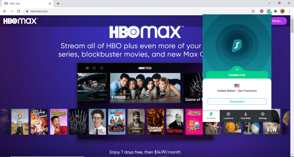 HBO Max in New Zealand with Surfshark