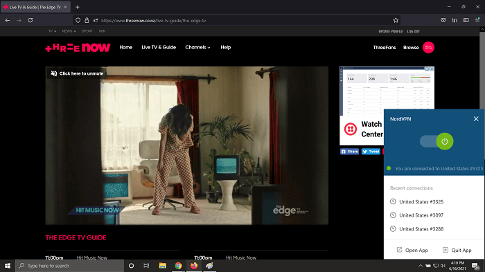 Threenow in canada with nordvpn