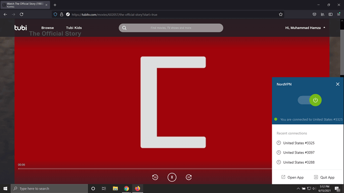 Tubi tv in australia with nordvpn