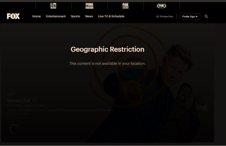 Fox tv australia geo-restriction error