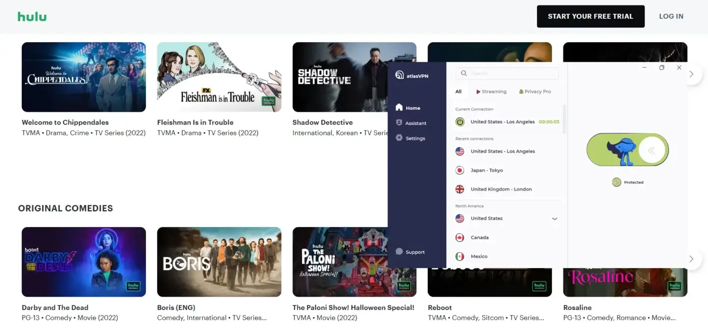 Hulu in serbia with atlasvpn