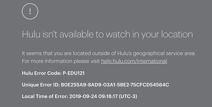 Hulu is not available to watch in your location