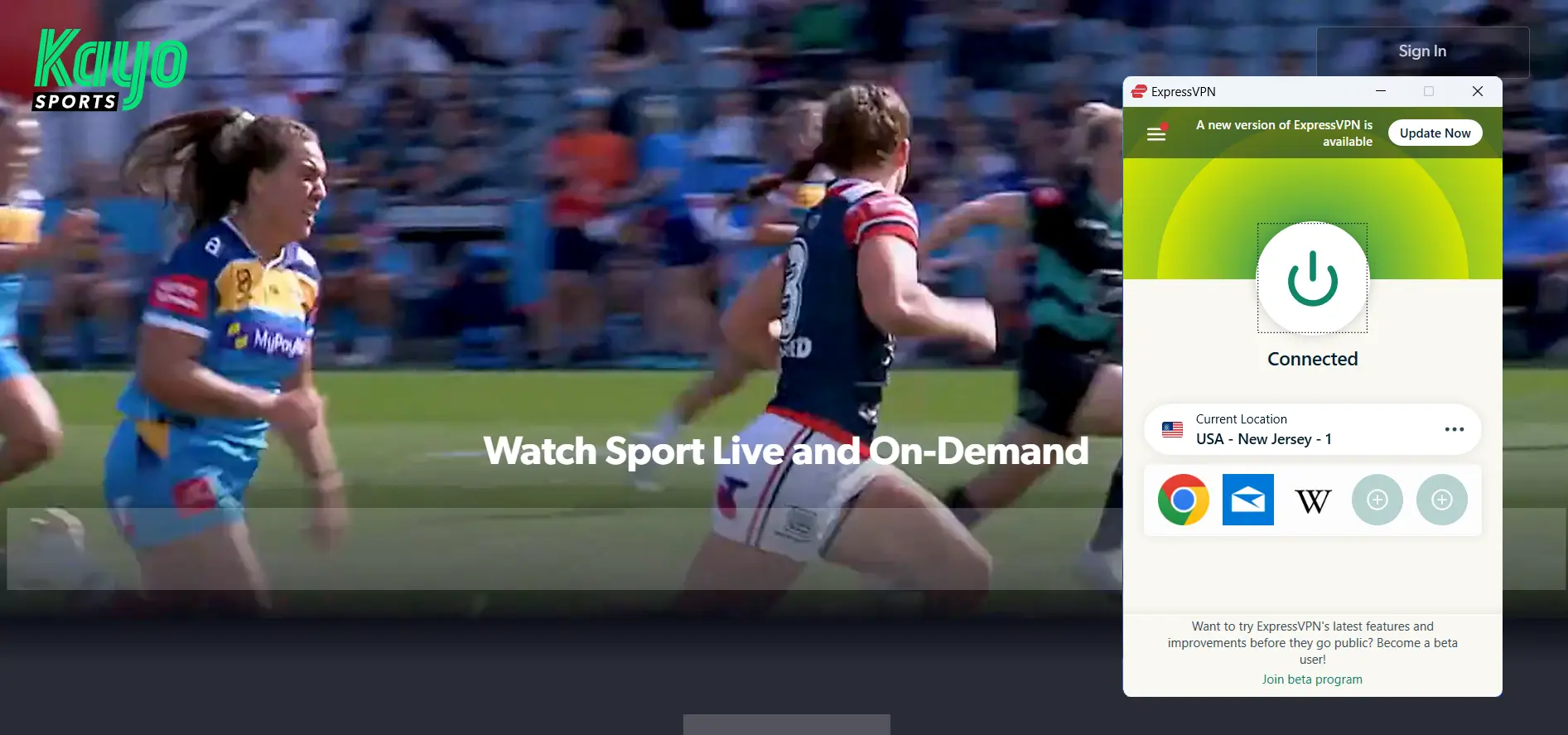 Kayo sports in india with expressvpn