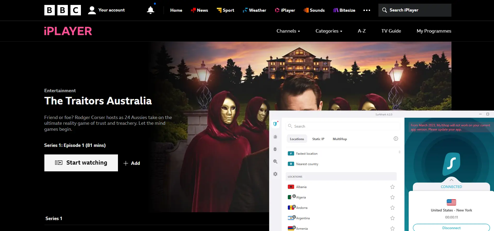 Bbc iplayer in australia with surfshark