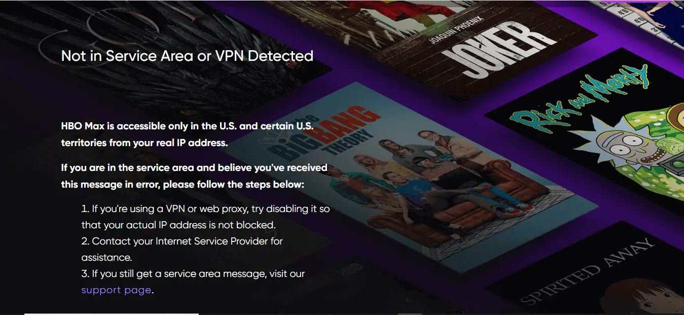 Hbo max in turkey geo restriction error